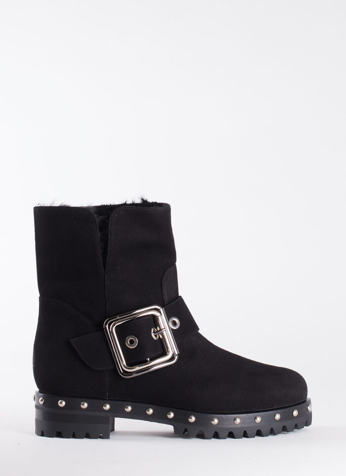 SUEDE BIKER BOOTS WITH FUR - LE SILLA