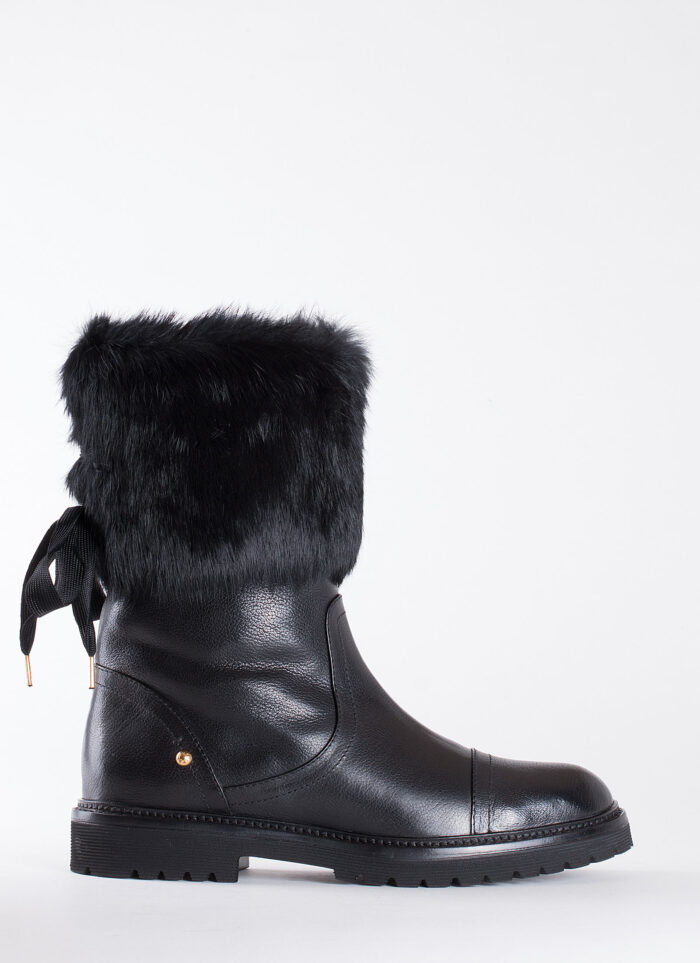 LEATHER BOOTS WITH FUR MIDORI - BALLY