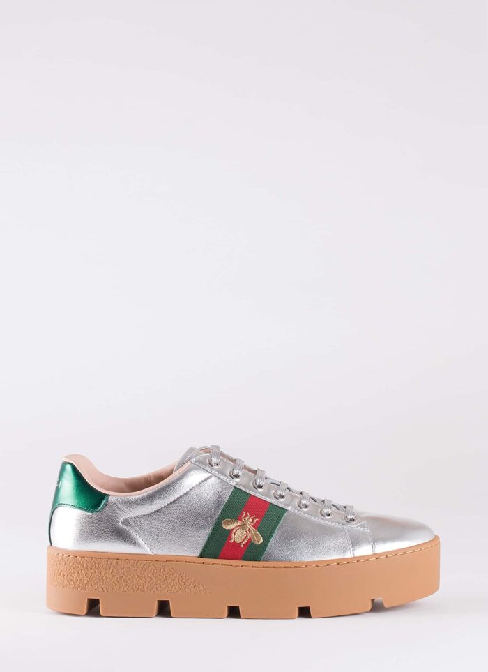 LEATHER PLATFORM SNEAKERS - GUCCI