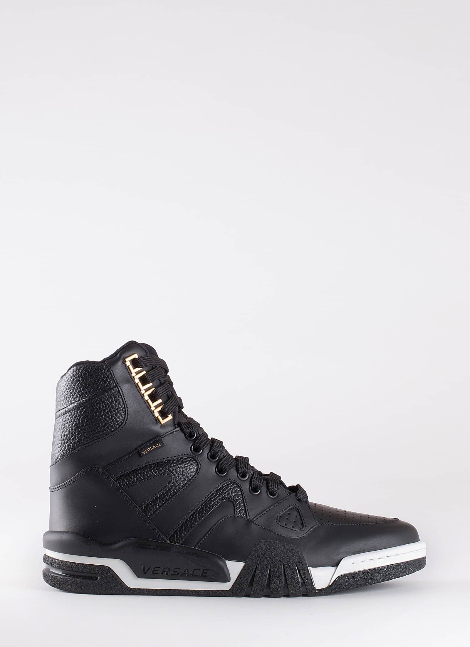 LEATHER HIGH SNEAKERS - VERSACE
