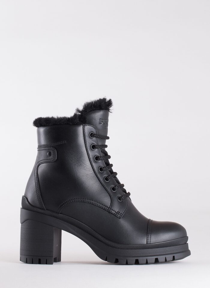 LEATHER BOOTS WITH FUR - PRADA