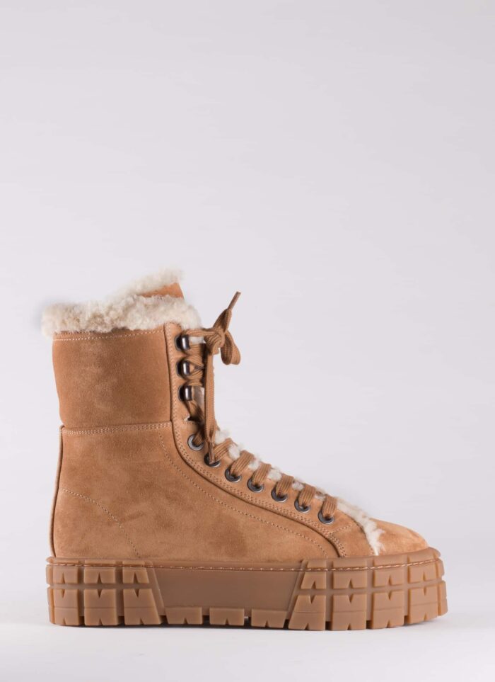 SUEDE BOOTS WITH FUR - PRADA