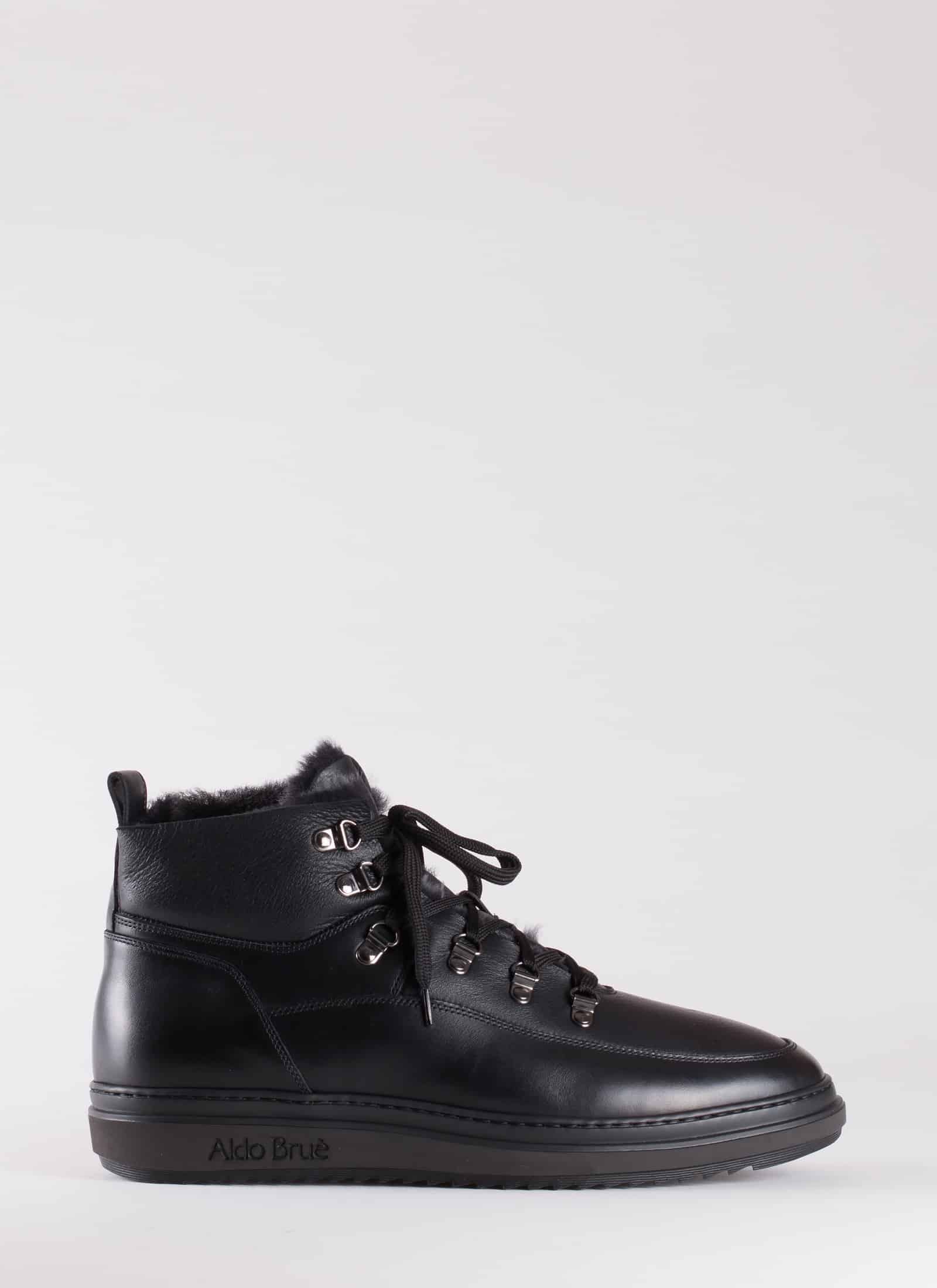 LEATHER HIGH SNEAKERS WITH FUR - ALDO BRUE