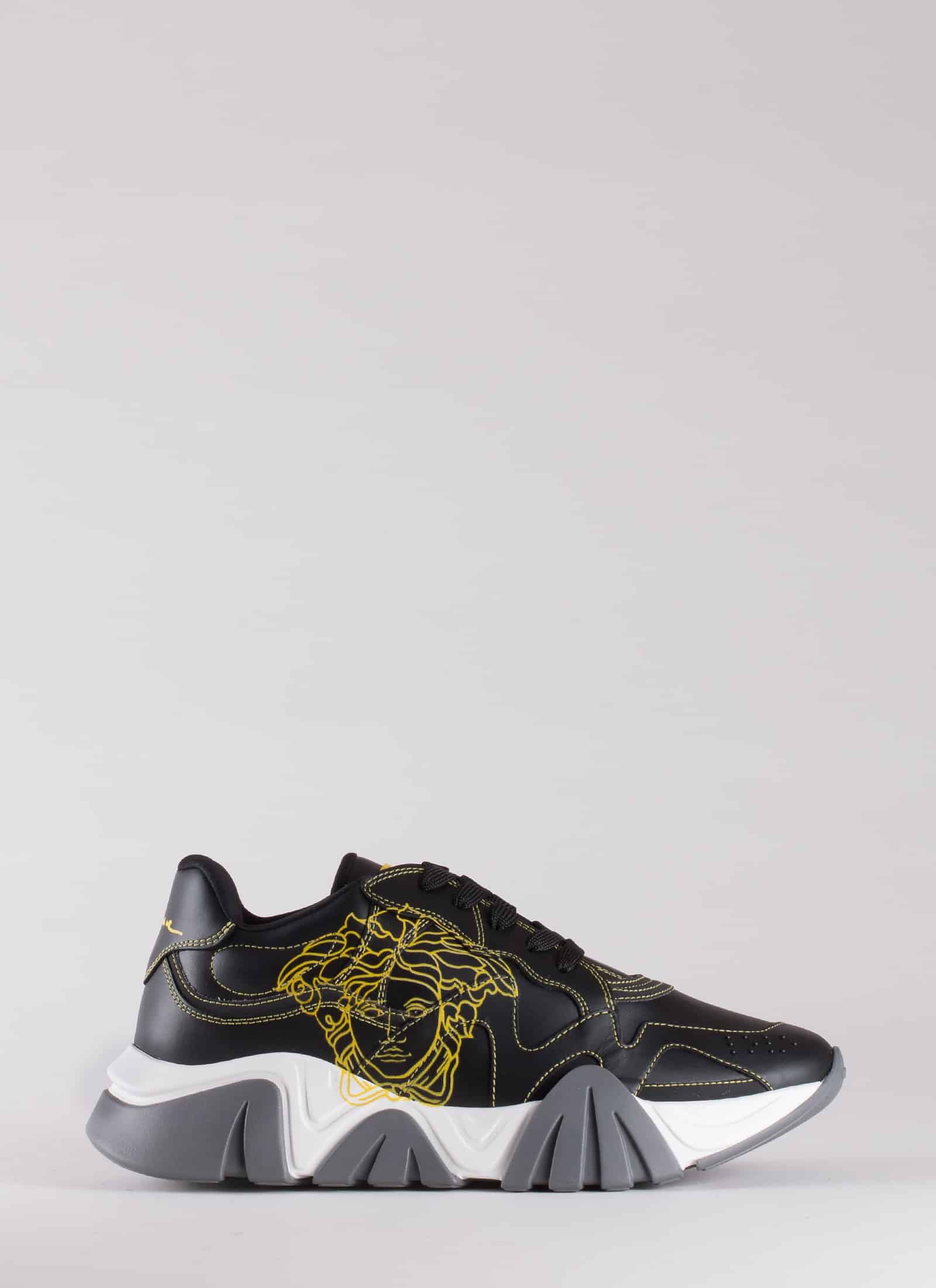 SQUALO LEATHER SNEAKERS - VERSACE