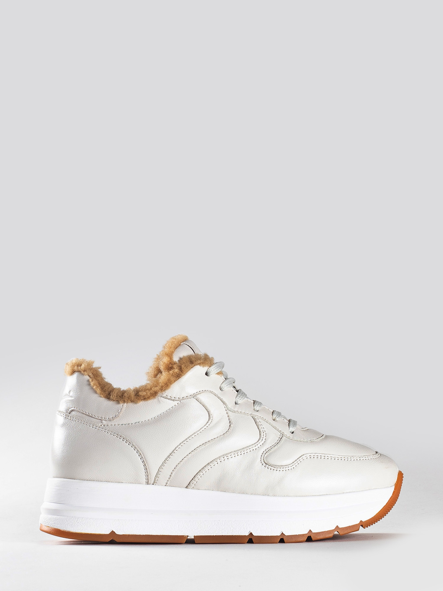 LEATHER SNEAKERS WITH FUR - VOILE BLANCHE