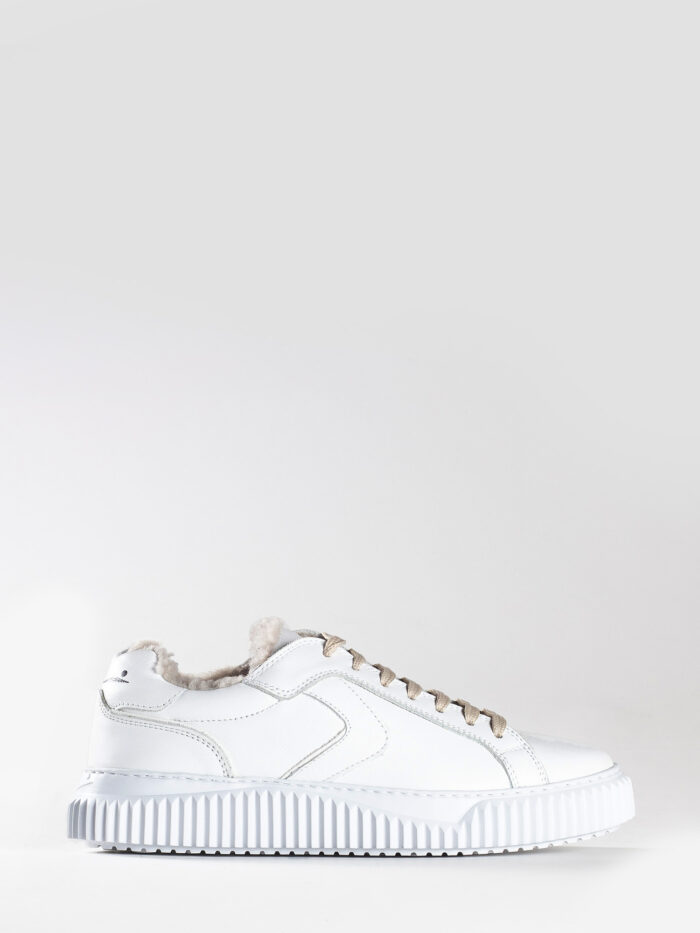 LEATHER SNEAKERS WITH FUR - VOILE BLANCHE
