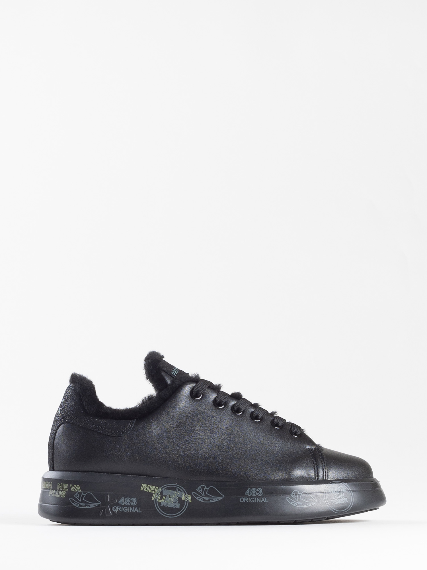 LEATHER SNEAKERS WITH BELLE FUR - PREMIATA